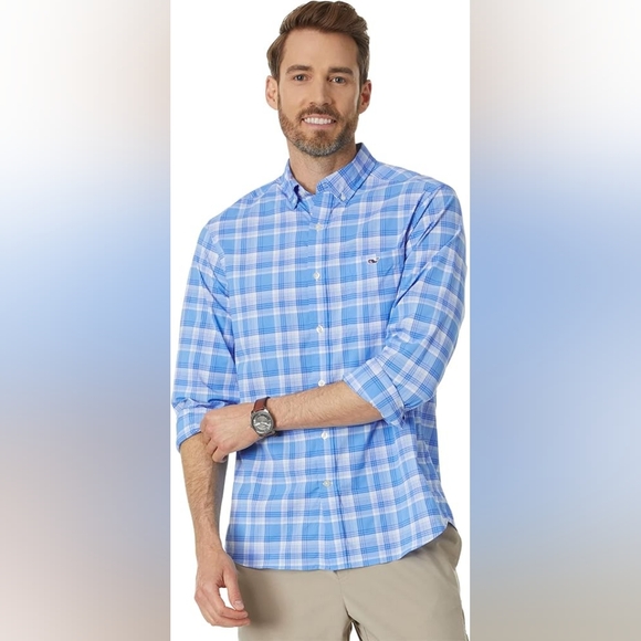 Vineyard Vines Other - Vineyard Vines Blue Plaid Slim Fit Whale Button Down Shirt Men's Size Large